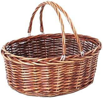 JJSQ Wicker Picnic Basket with Folding Handles Wicker Hand Woven Baskets for Storage, Garden Harv... | Amazon (US)