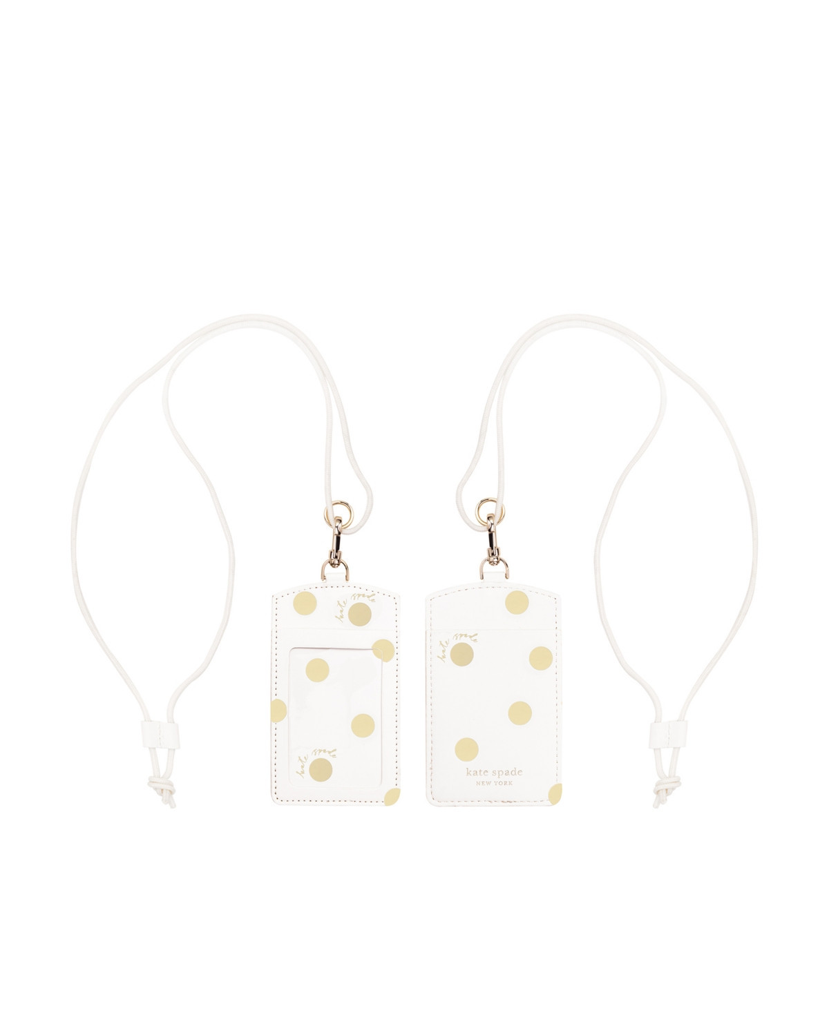 Kate Spade Id Holder - White with Gold Polka Dots - Gold-Tone Dot with Script | Macy's