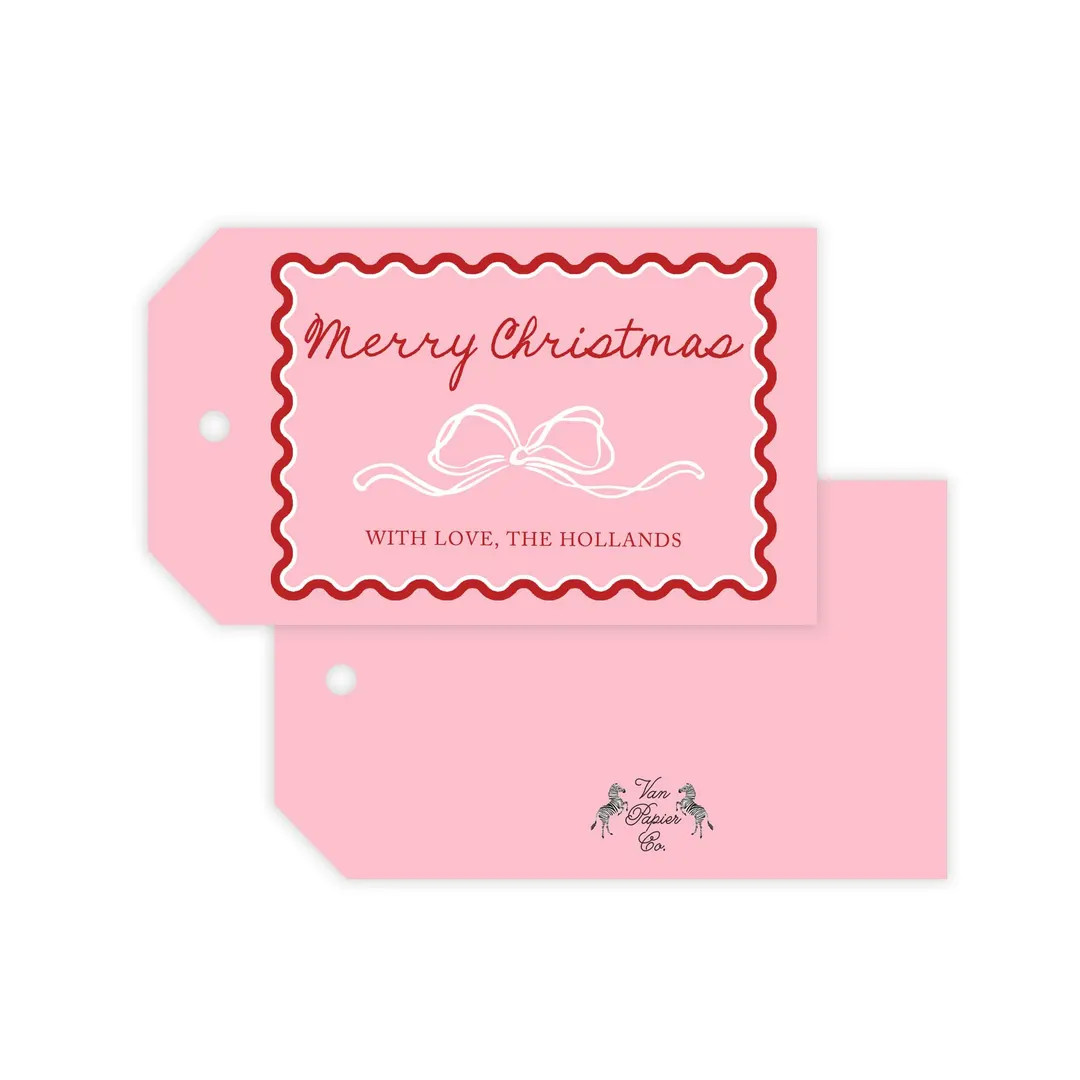 Pink Scallop Holiday Gift Tags | Custom Holiday Gift Tags | Custom Christmas Gift Tags | Scallop ... | Etsy (US)
