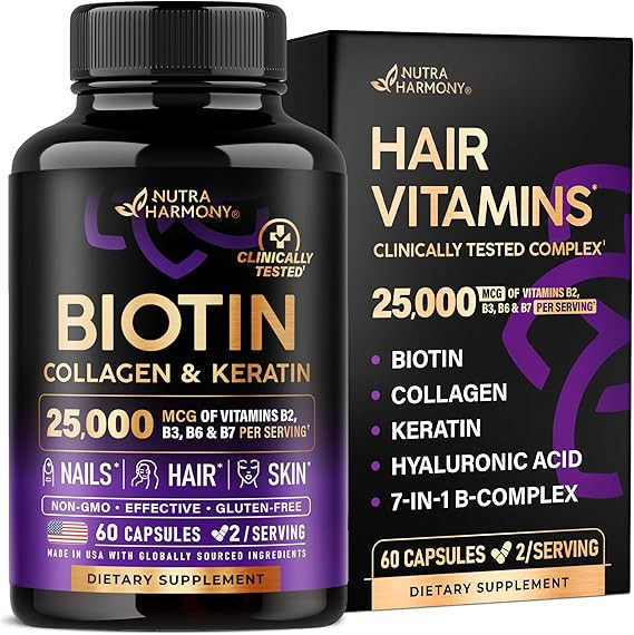 Biotin | Collagen | Keratin - Clinically Tested Supplement - Hair Growth Support, Skin & Nails - ... | Amazon (US)