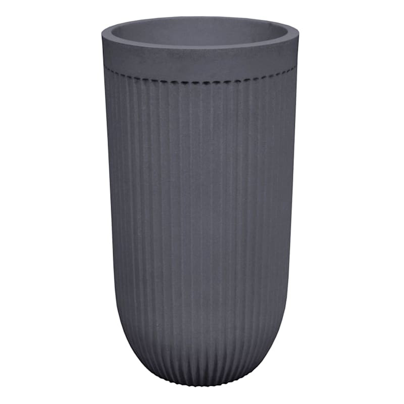 Tall Fluted Charcoal Grey Planter, 24" | At Home