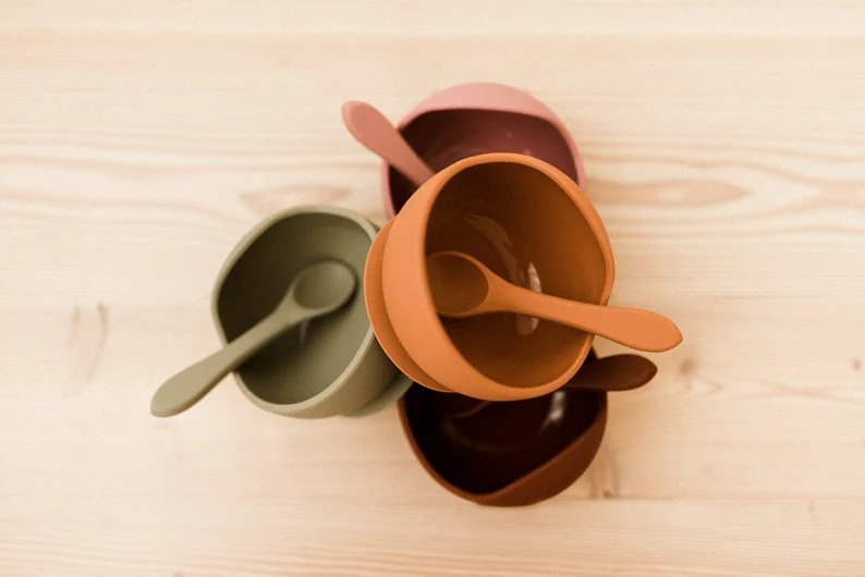 Silicone suction bowl + spoon set | feeding bowl | baby bowl | Etsy (US)