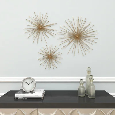 Metal 3D Starburst Gold Wall Decor Set | Wayfair North America