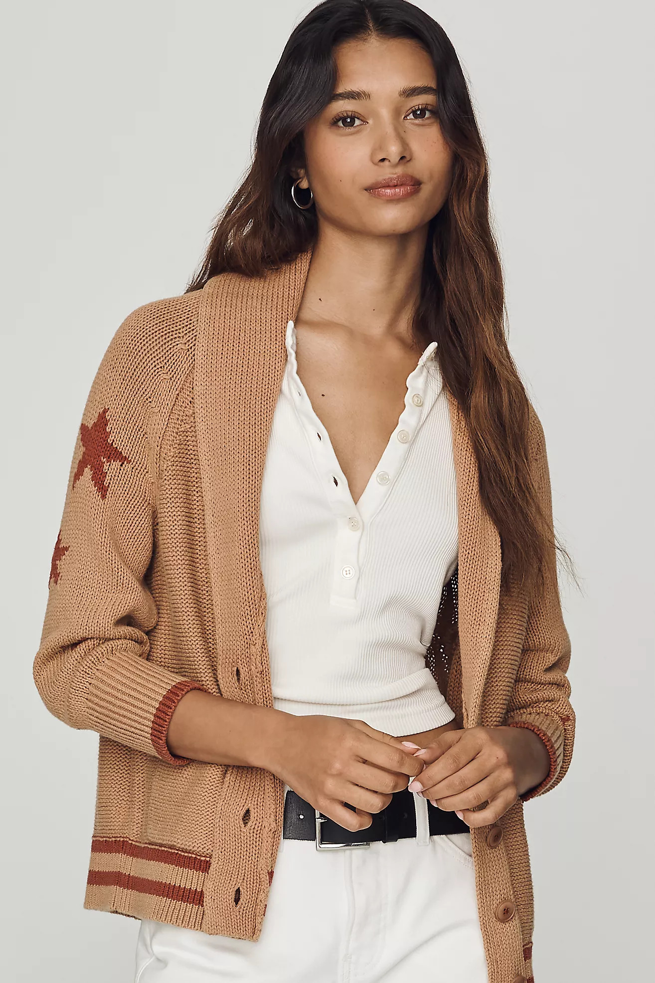 Maeve Shawl Collar American Flag Cardigan Sweater | Anthropologie (US)