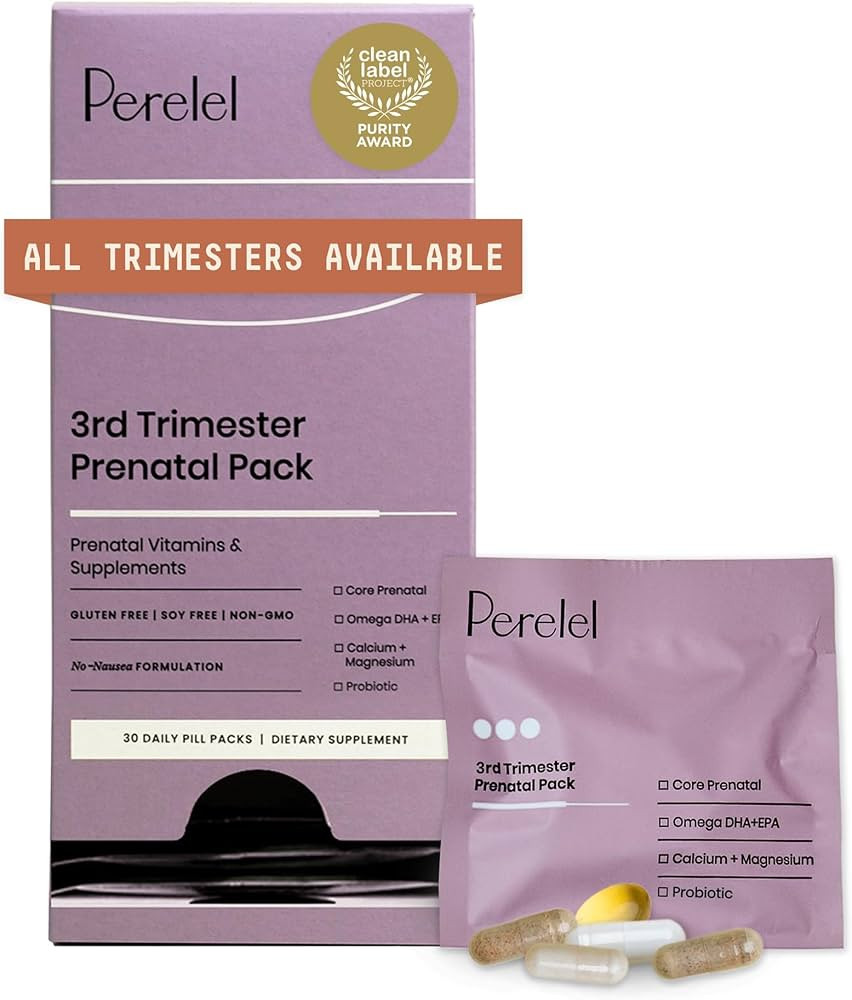 Perelel 3rd Trimester Prenatal Pack, Multivitamin with Magnesium, Omega 3, Probiotics & Calcium, ... | Amazon (US)