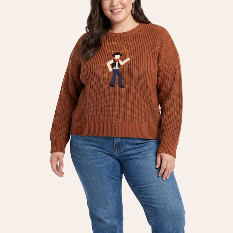Rockin' C Women's Camel Cowboy Sweater - Plus Sizes - 1X - From Cavender's | Cavender's