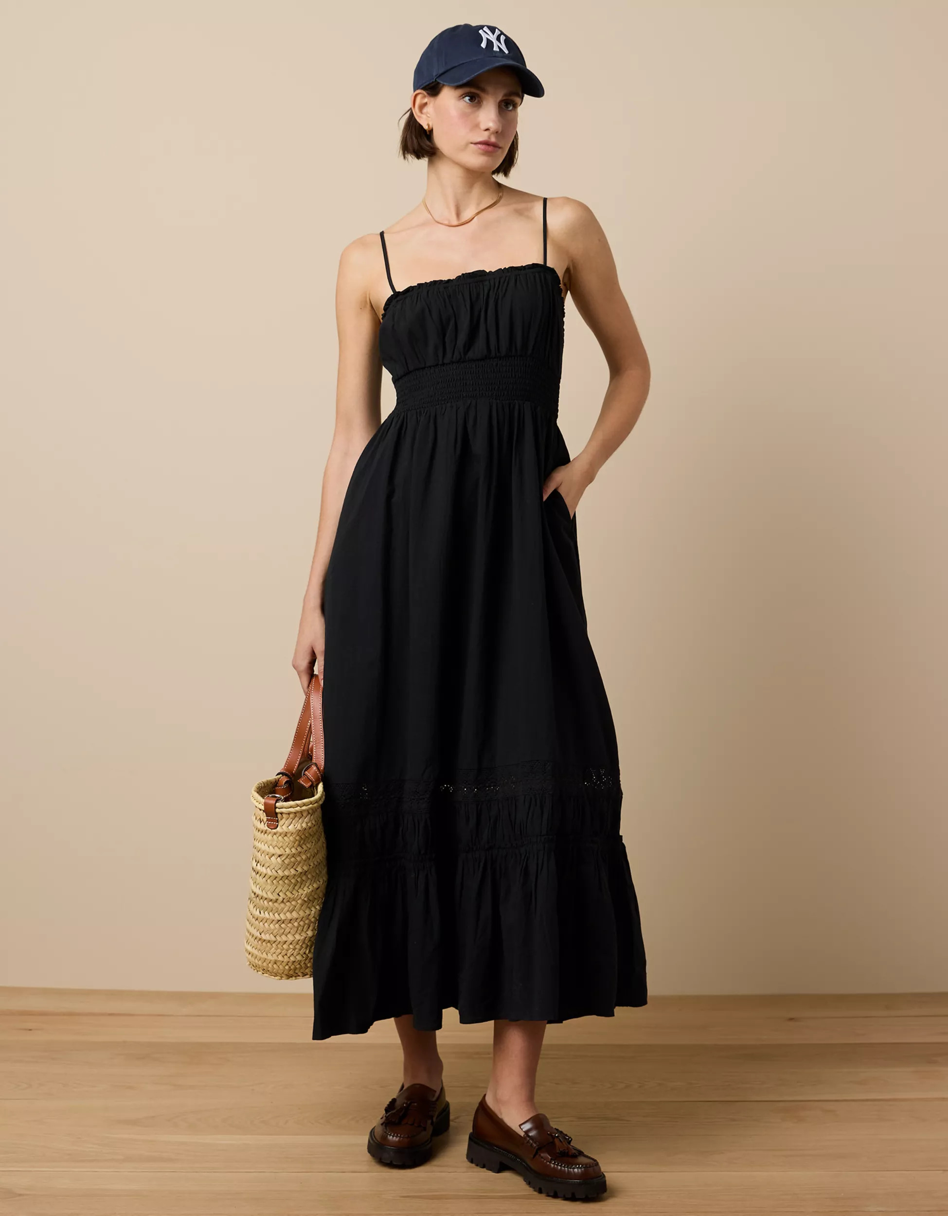AE Smocked Waist Midi Dress | American Eagle Outfitters (US & CA)