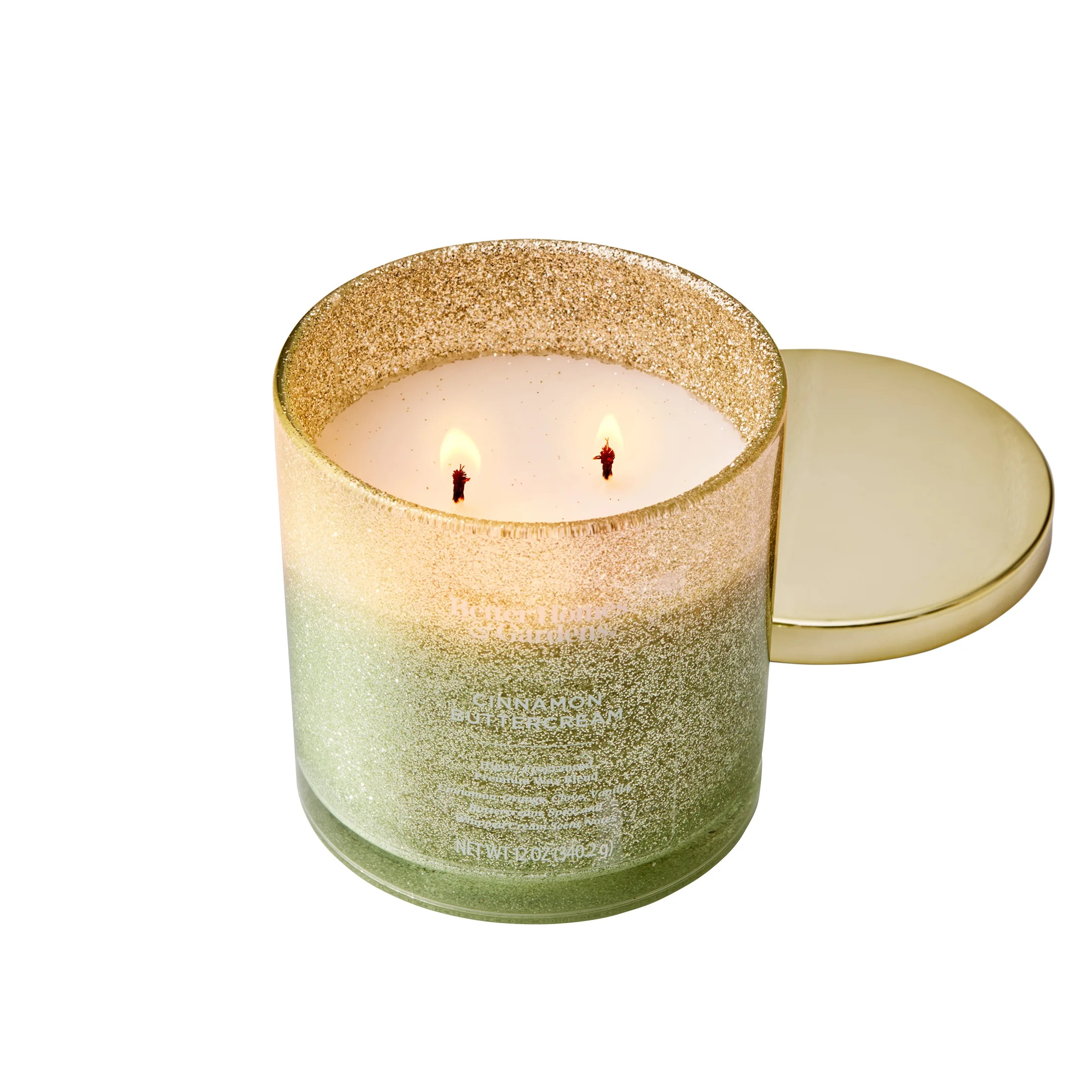 Better Homes & Gardens Cinnamon Buttercream Scented 2 Wick Glitter 12oz Jar Candle | Walmart (US)