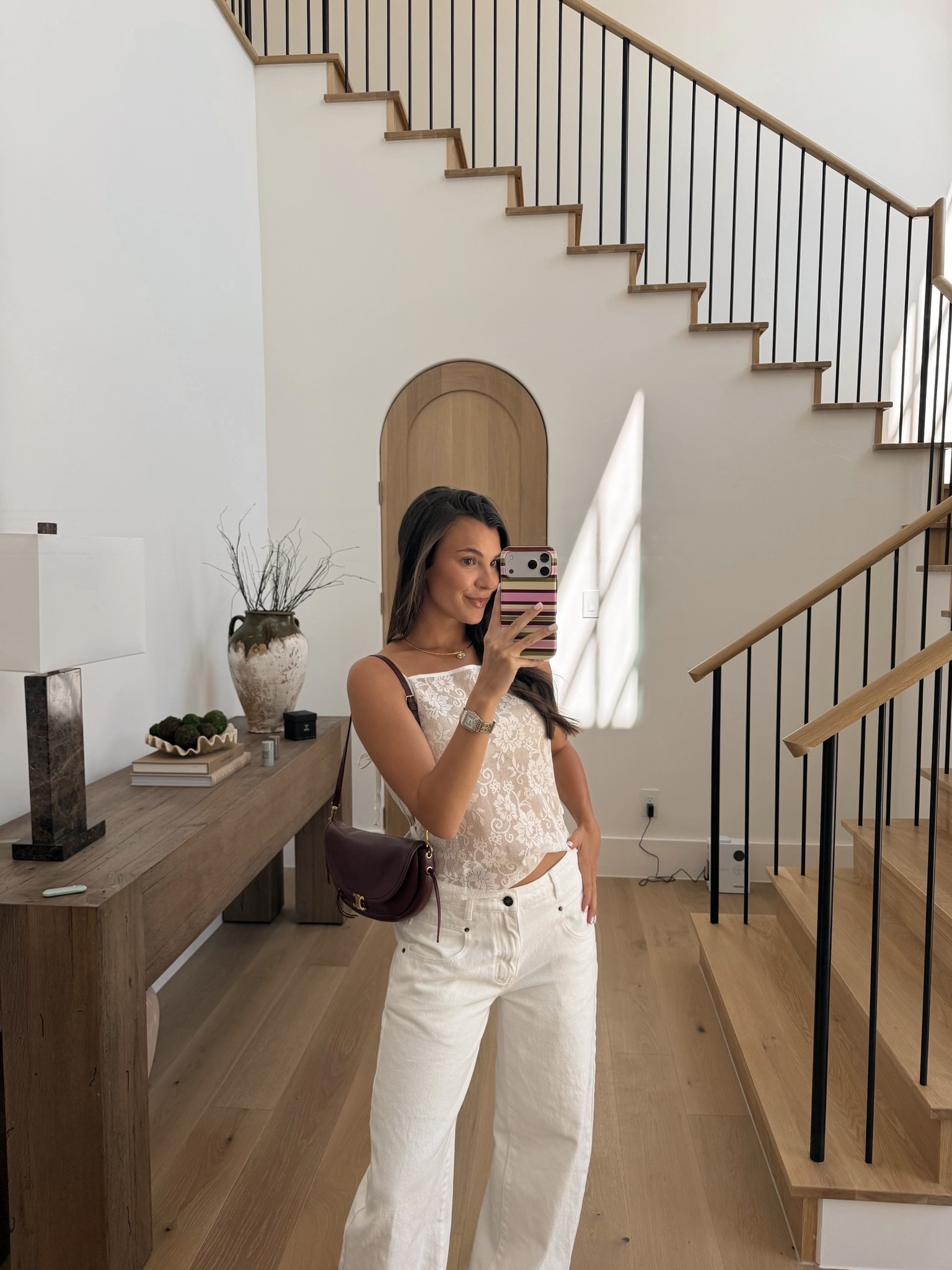 What I’m wearing to dinner!!! (wearing size 2 in top)

Aritzia, lace top, cute tops, dinner date night, reformation, Amazon finds, summer essentials, bag, OOTD, girls night, travel looks