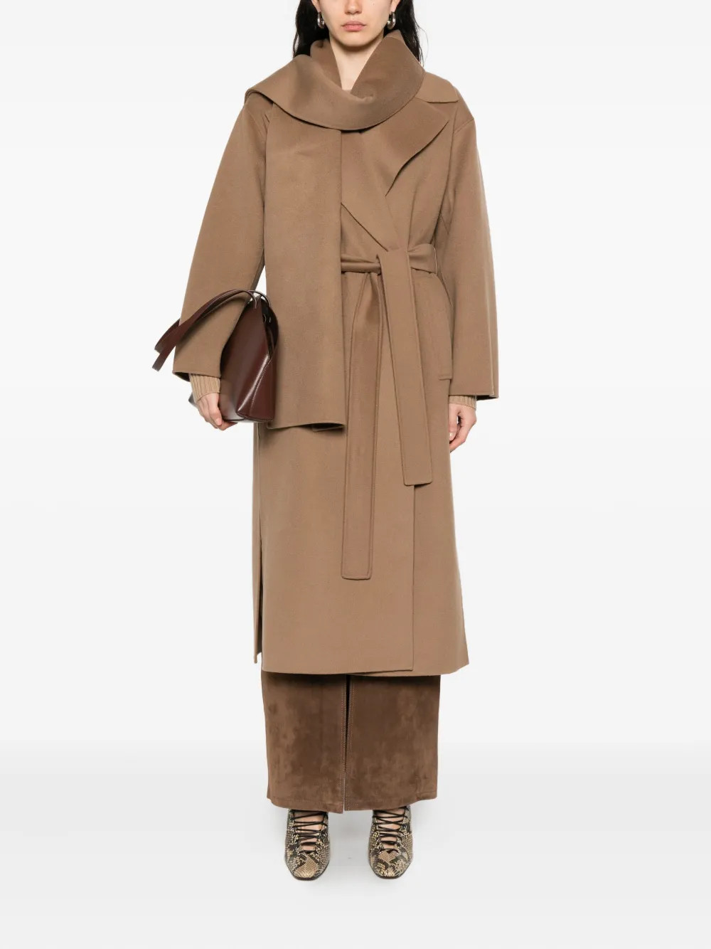 'S Max Mara waist-belt Wrap Coat | Brown | FARFETCH | Farfetch Global