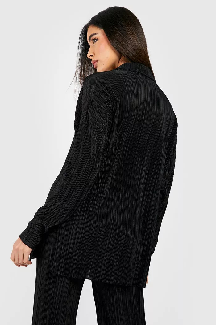 Plisse Oversized Relaxed Fit Shirt | Boohoo.com (UK & IE)