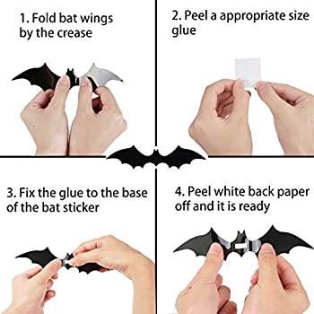 DIYASY Bats Wall Decor,120 Pcs 3D Bat Halloween Decoration Stickers for Home Decor 4 Size Waterpr... | Amazon (US)