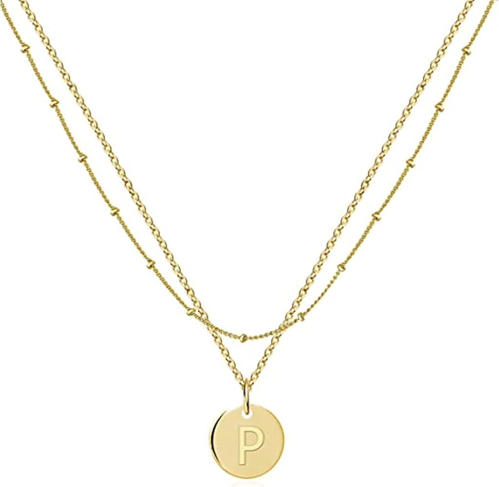 Dainty Layered Initial Necklaces for Women Coin Initial Layered Gold Necklaces Gold Plated Layeri... | Amazon (CA)