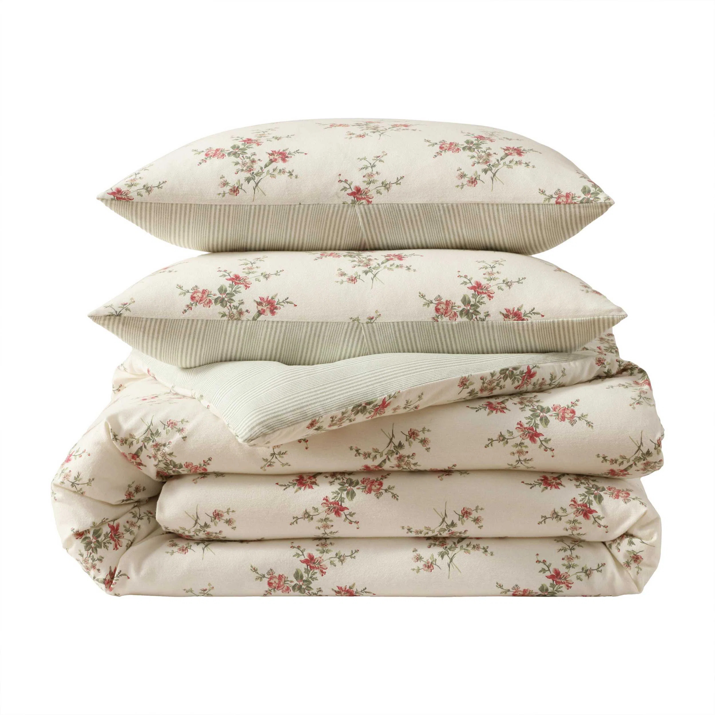 Laura Ashley Jessika Cotton Flannel Red Comforter Set | Wayfair North America