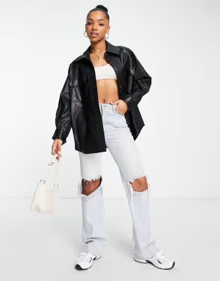 Urban Revivo faux leather jacket in black | ASOS (Global)