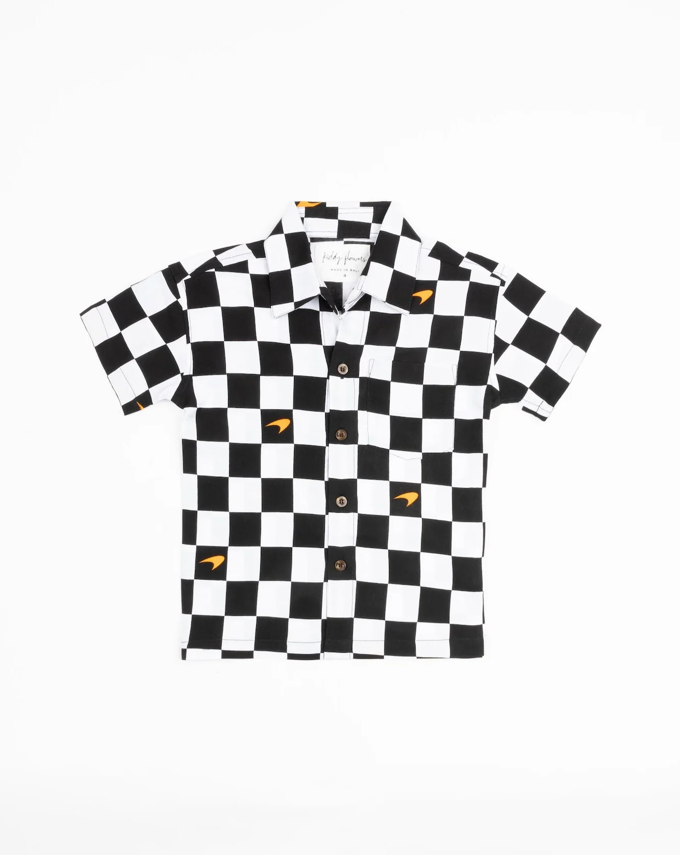 McLaren x Kenny Flowers - Boys Checkered Flag Hawaiian Shirt | Kenny Flowers