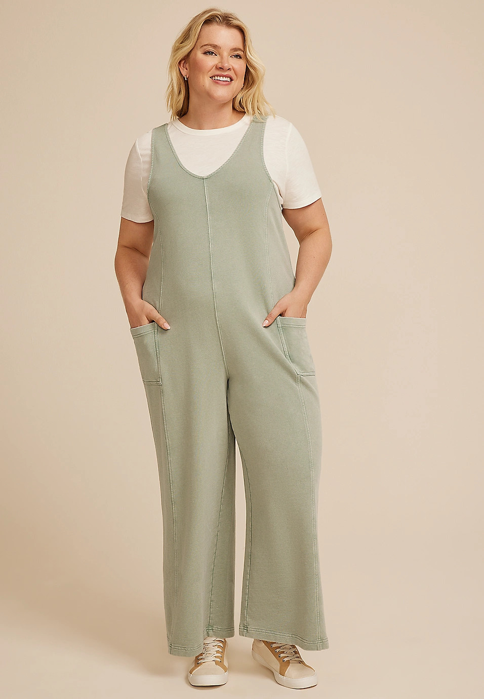 Plus Size Bare Washed Terry Jumpsuit | Maurices