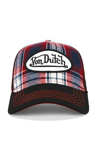 Von Dutch Plaid Trucker Hat in Black,Red. | Revolve Clothing (Global)