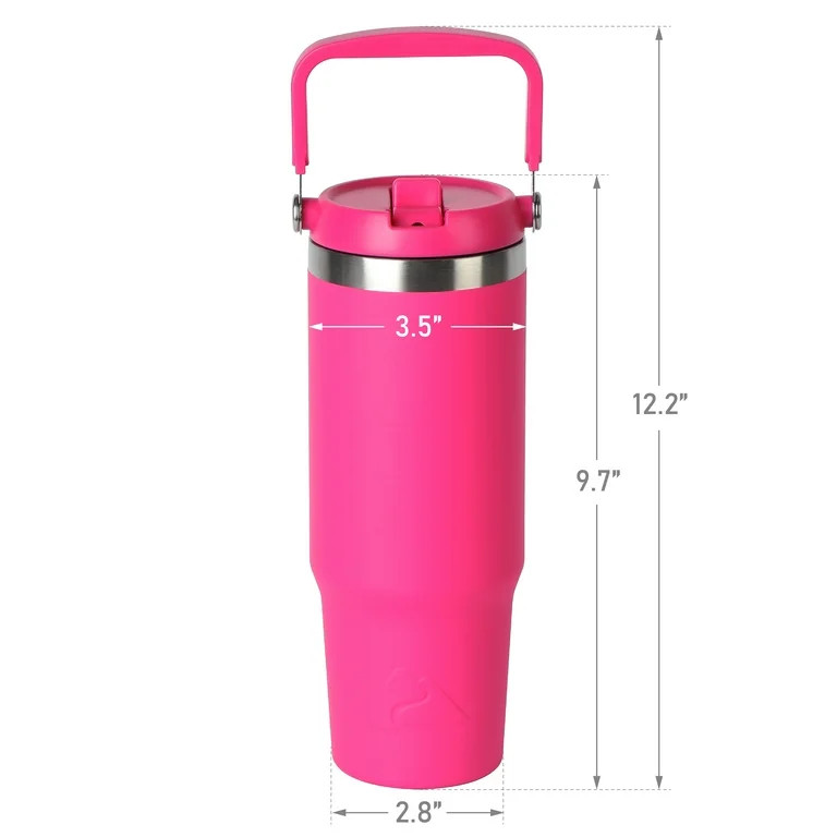 Ozark Trail 30 oz Insulated Stainless Steel Tumbler with Swivel Handle, Hot Pink | Walmart (US)