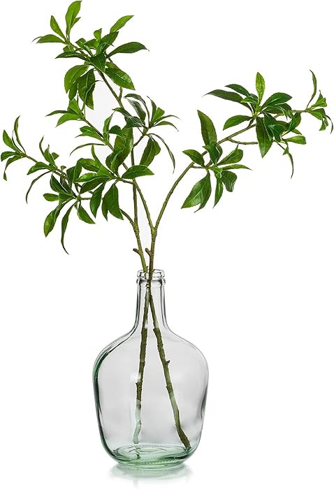 Hewory Large Glass Vase for Decor, 12in Clear Tall Farmhouse Decorative Floor Vase, Round Bubble ... | Amazon (US)