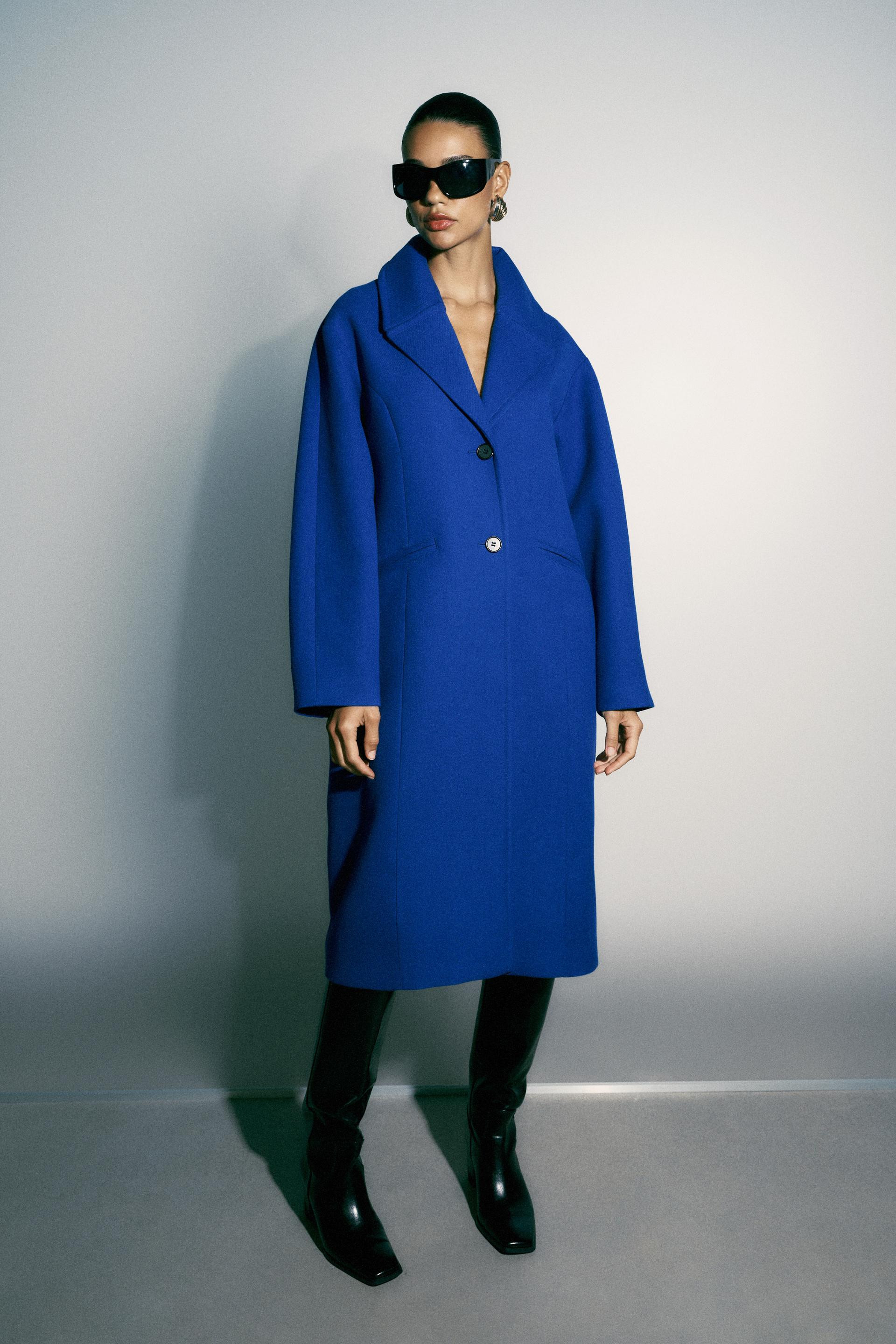 Zara - Oversized Dropped Shoulder Coat - Bluish - Xxl - Woman | Zara US