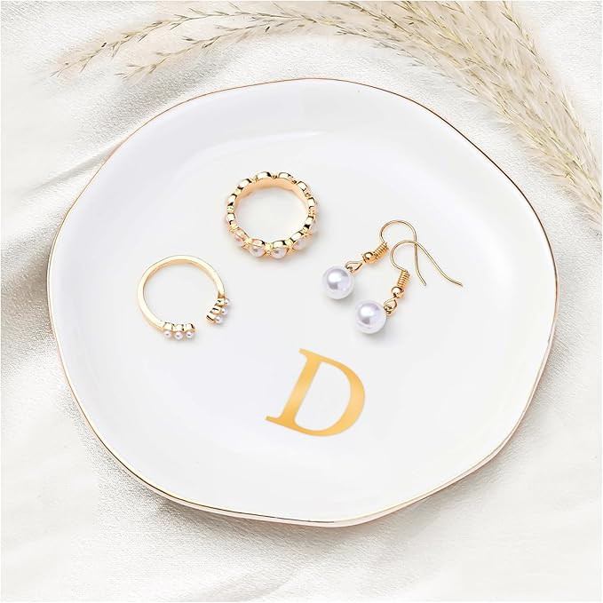 ProCase Ceramic Jewelry Tray, Initial Ring Dish Trinket Plate Engagement Gift, Small Personalized... | Amazon (US)