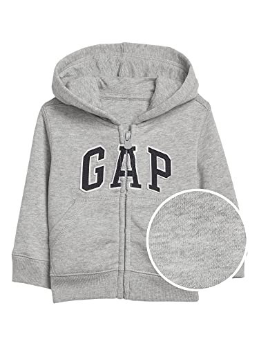 GAP baby boys Logo Zip Hoodie Sweatshirt, Light Heather Grey B08, 6-12 Months US | Amazon (US)