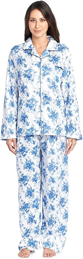 Casual Nights Women's Embroidered Contrast Print Long Sleeve Pajama Set | Amazon (US)