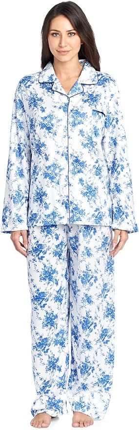 Casual Nights Women's Embroidered Contrast Print Long Sleeve Pajama Set | Amazon (US)