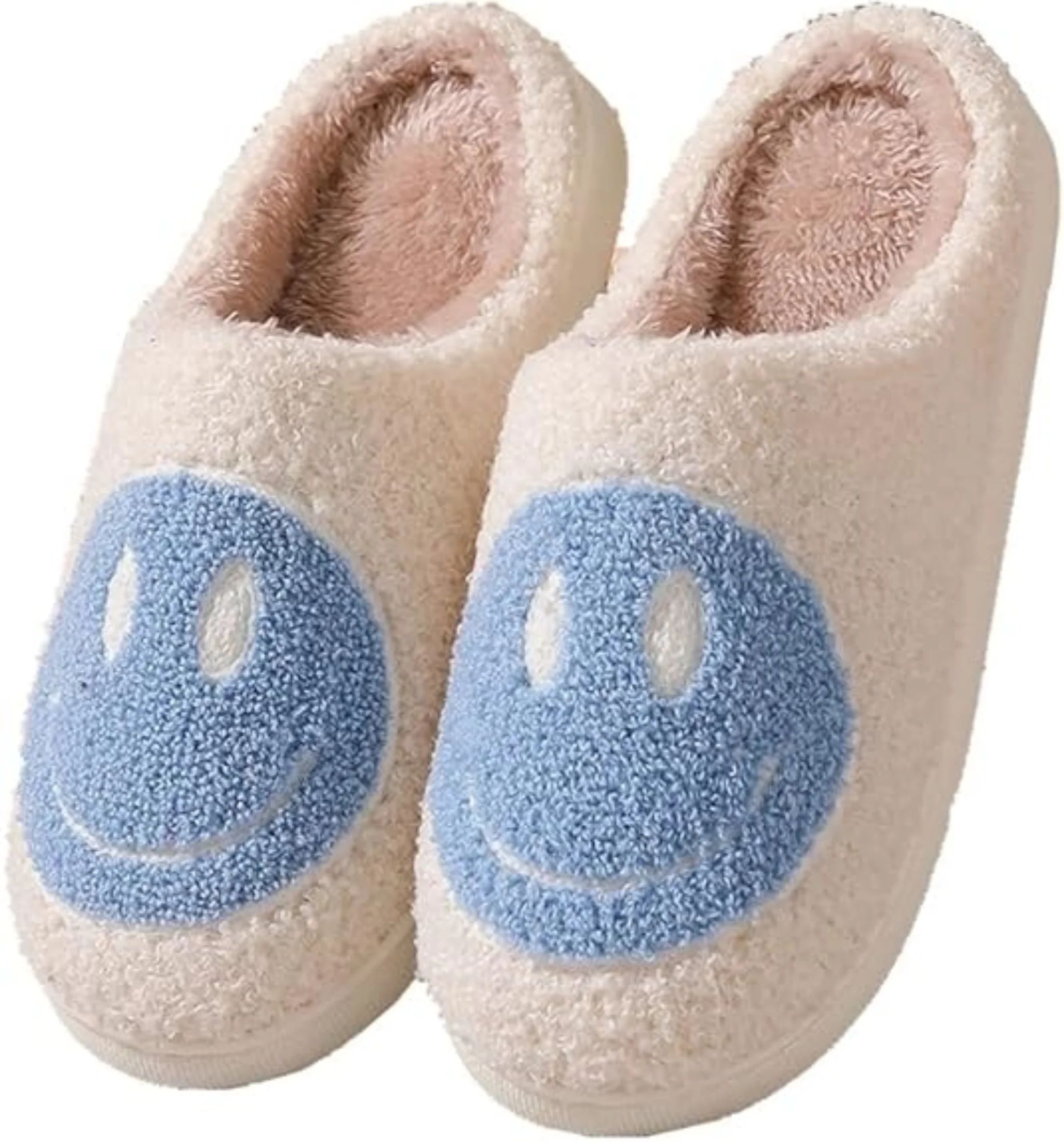 BERANMEY Cute Smile Face Slippers for Women Perfect Soft Plush Comfy Warm Slip-On Happy Face Slip... | Walmart (US)