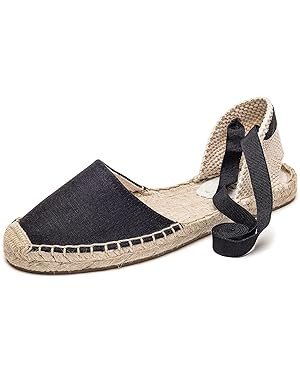 U-lite Women's Espadrille FLat Sandals Closed Toe Ankle Wrap,Classic Lace Up Summer Dressy Flat S... | Amazon (US)