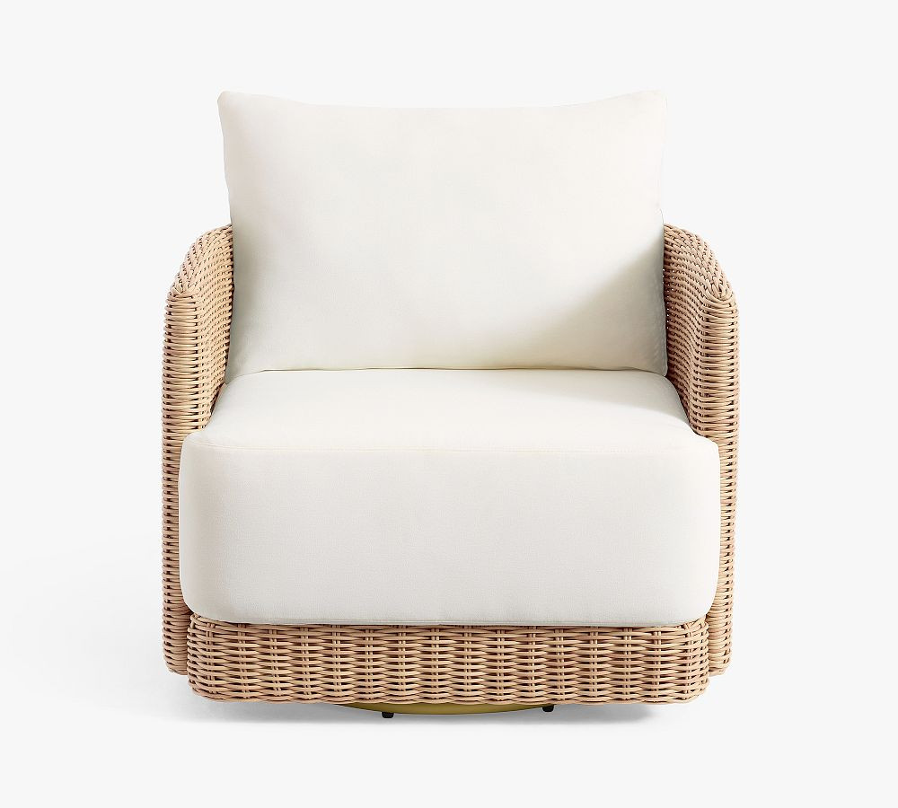 Huntington Wicker Swivel Curved Outdoor Lounge Chair | Pottery Barn (US)