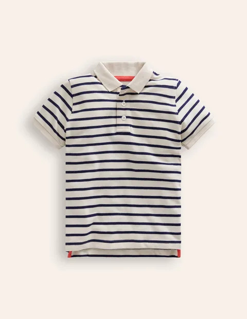 Piqué-Polohemd - Naturweiß/Schuluniform-Marineblau | Boden DE | Boden DE