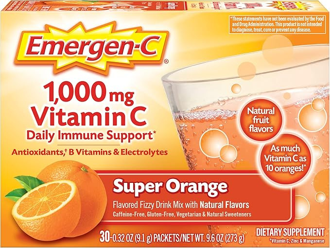 Emergen-C 1000mg Vitamin C Powder, with Antioxidants, B Vitamins and Electrolytes, Vitamin C Supp... | Amazon (US)