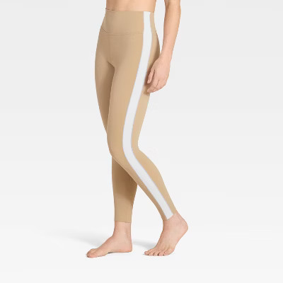 Women's Everyday Soft High-Rise Piped 7/8 Leggings - All In Motion™ Tan M | Target