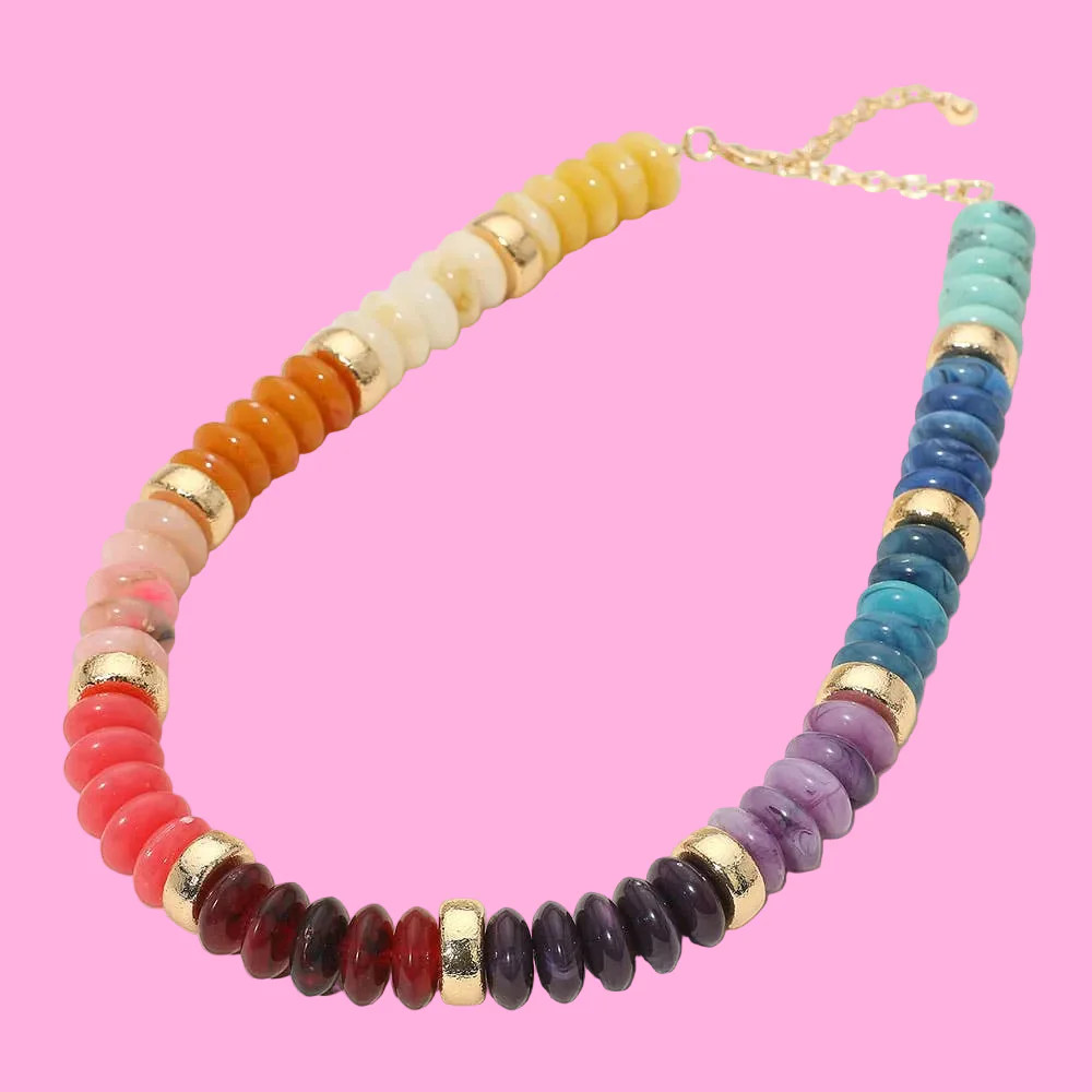 Chunky Resin Disc Beaded Necklace | Teggy French