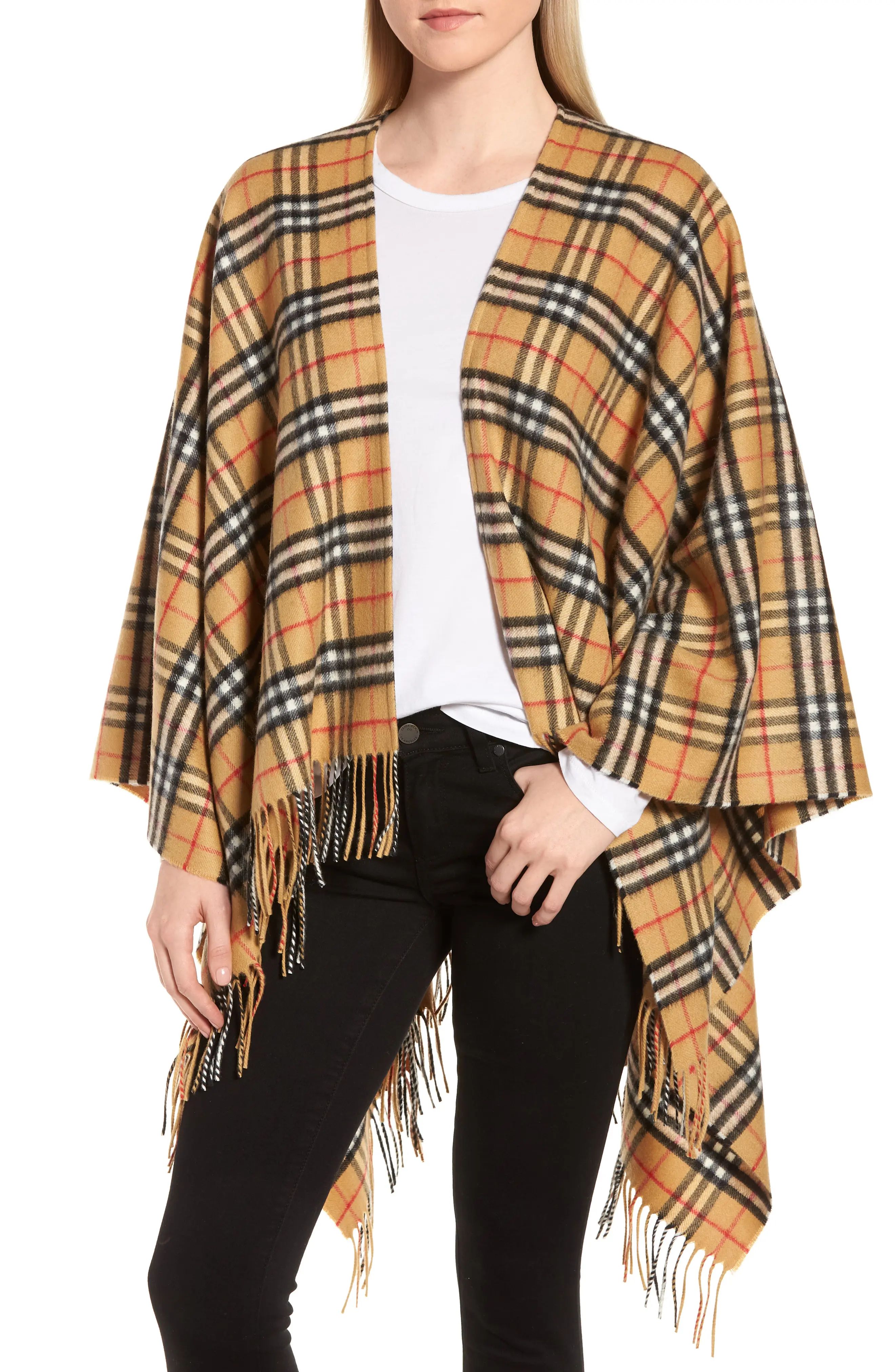 Burberry Vintage Check Cashmere & Wool Cape | Nordstrom