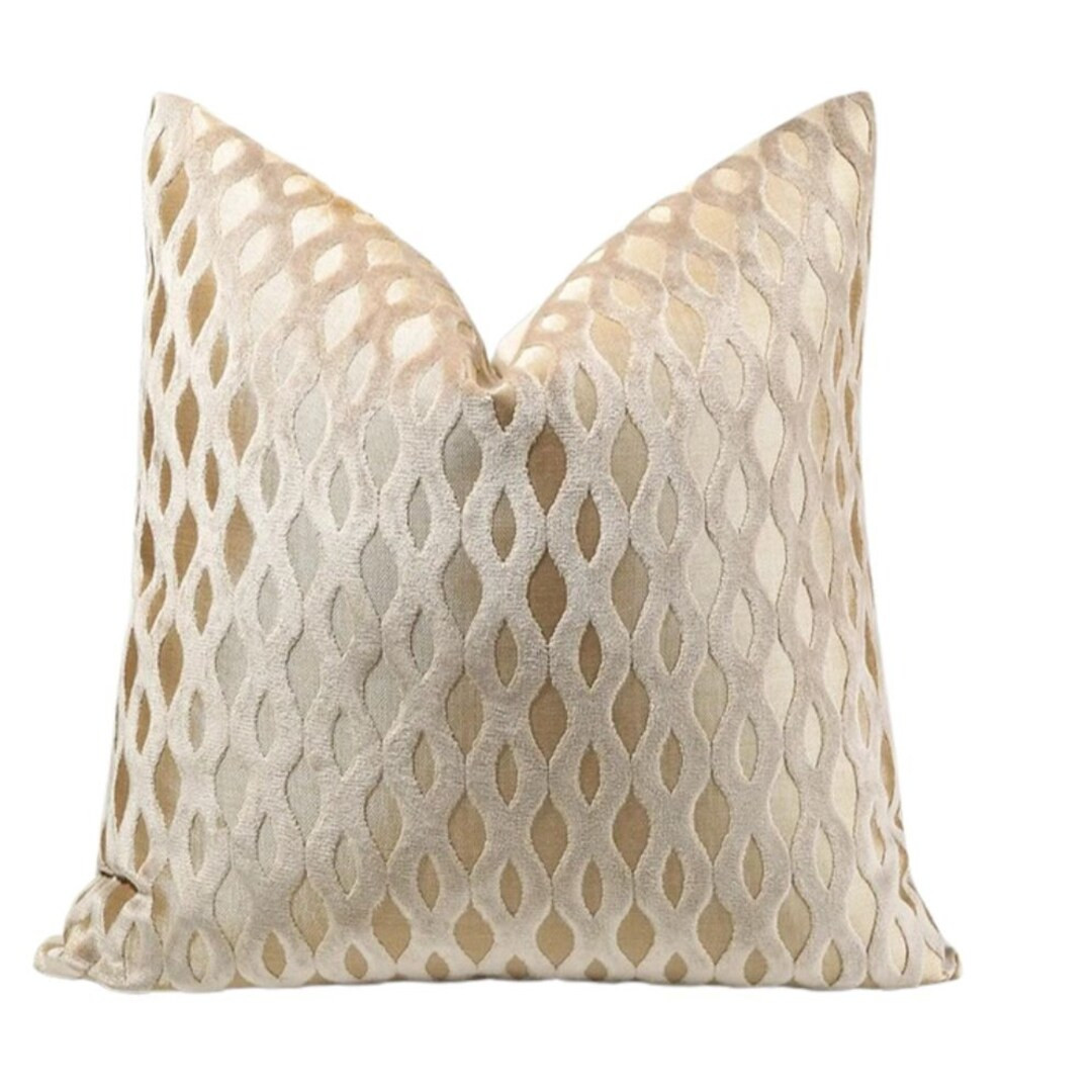 22x22 Figure 8 Golden Velvet Pillow Designer Cover, Gold Throw Pillow Cover, Geometric Throw Pill... | Etsy (US)