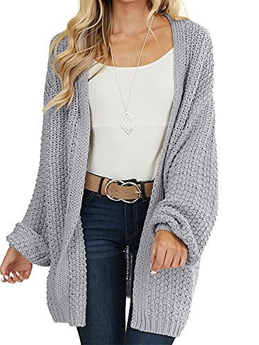 Maroway Women's Long Batwing Sleeve Cardigan Knit Sweater Coat Grey | Amazon (US)
