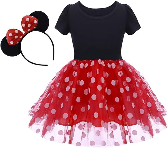 Baby Girl Mouse Costume Tutu Dress Polka Dot Princess Tulle Fancy Dress Up Party Birthday Hallowe... | Amazon (US)