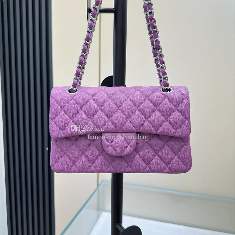Small Designer Calfskin Leather Crossbody Flap Bag with Chain Strap - 23cm 24C03B | DHGate