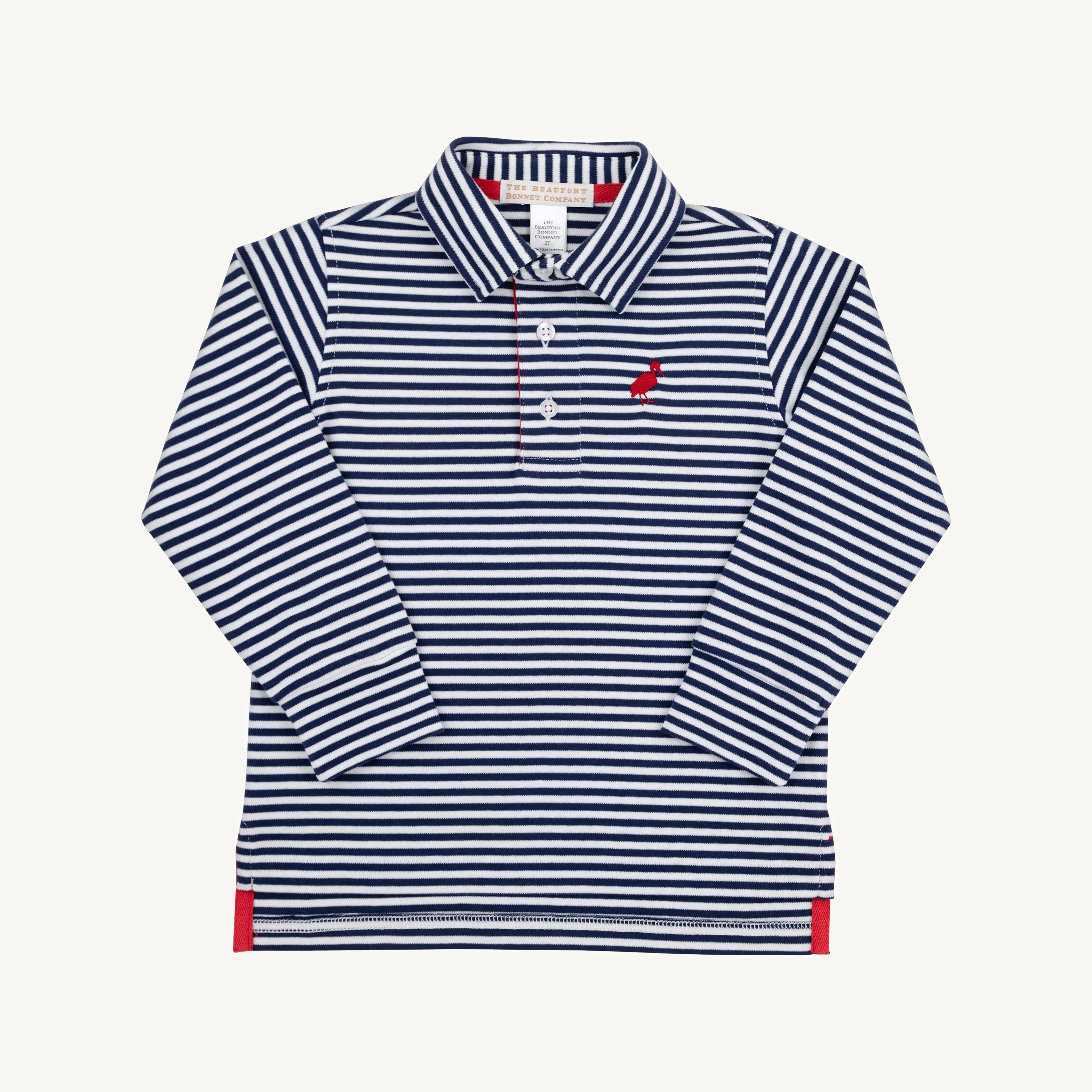 Long Sleeve Prim & Proper Polo & Onesie - Nantucket Navy Stripe with R | The Beaufort Bonnet Company