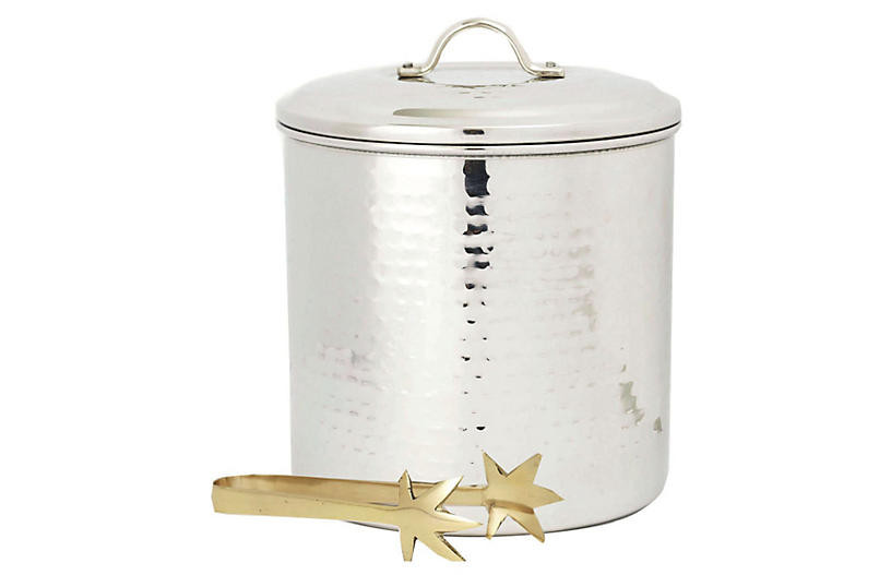 Steel Ice Bucket w/Liner & Tongs, 3 Qt. | One Kings Lane