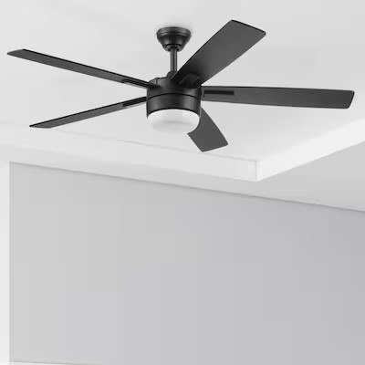 Harbor Breeze Boltz III Easy2Hang 52-in Integrated LED Matte Black with Black Blades Ceiling Fan ... | Lowe's