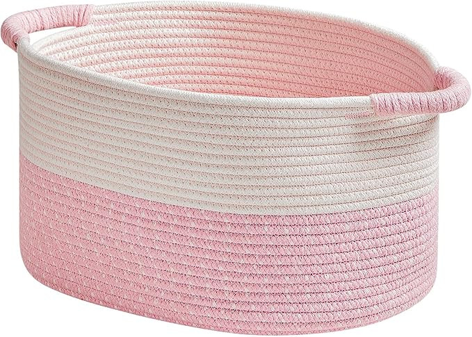 R RUNKA Storage Baskets for Organizing | 15"x10.2"x9.1" Nursery Bin with Handles - Woven Cotton R... | Amazon (US)
