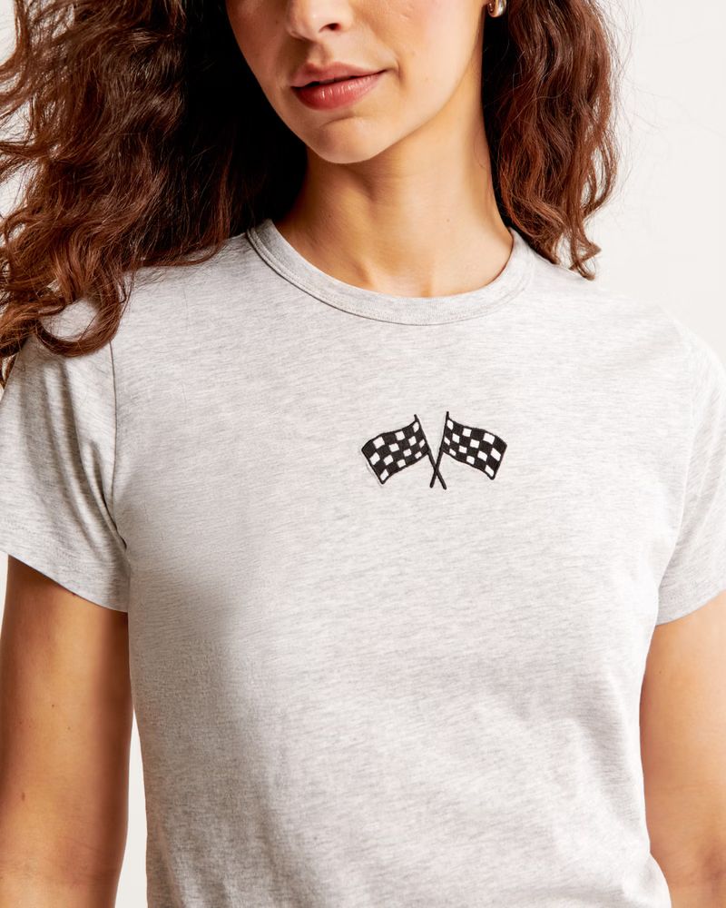 Women's Short-Sleeve Racing Flag Graphic Skimming Tee | Women's Tops | Abercrombie.com | Abercrombie & Fitch (US)