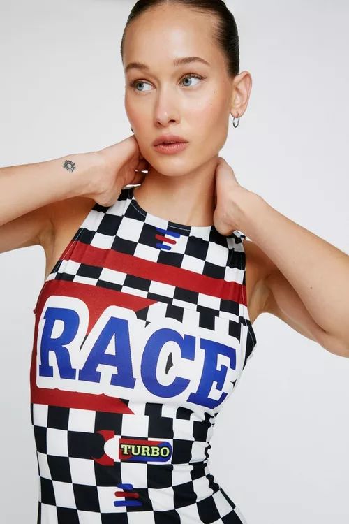 Motorcross Printed Race Bodycon Dress | Nasty Gal (US)