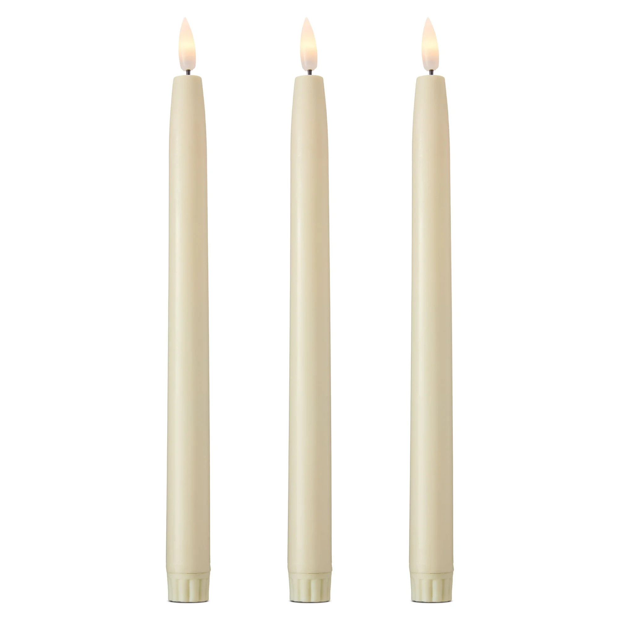 Battery Operated LED Flickering Flameless Wax Look Christmas Taper Candles, White, 11", 3 Count, ... | Walmart (US)
