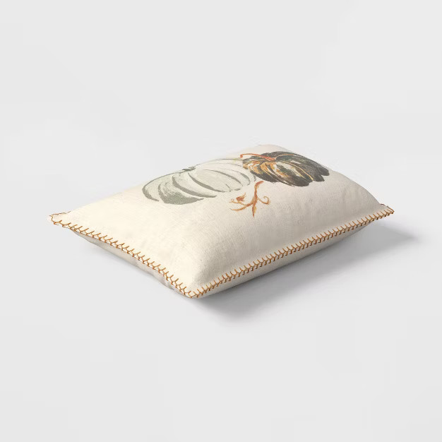 Pumpkin Lumbar Throw Pillow Cream/Green - Threshold™ | Target