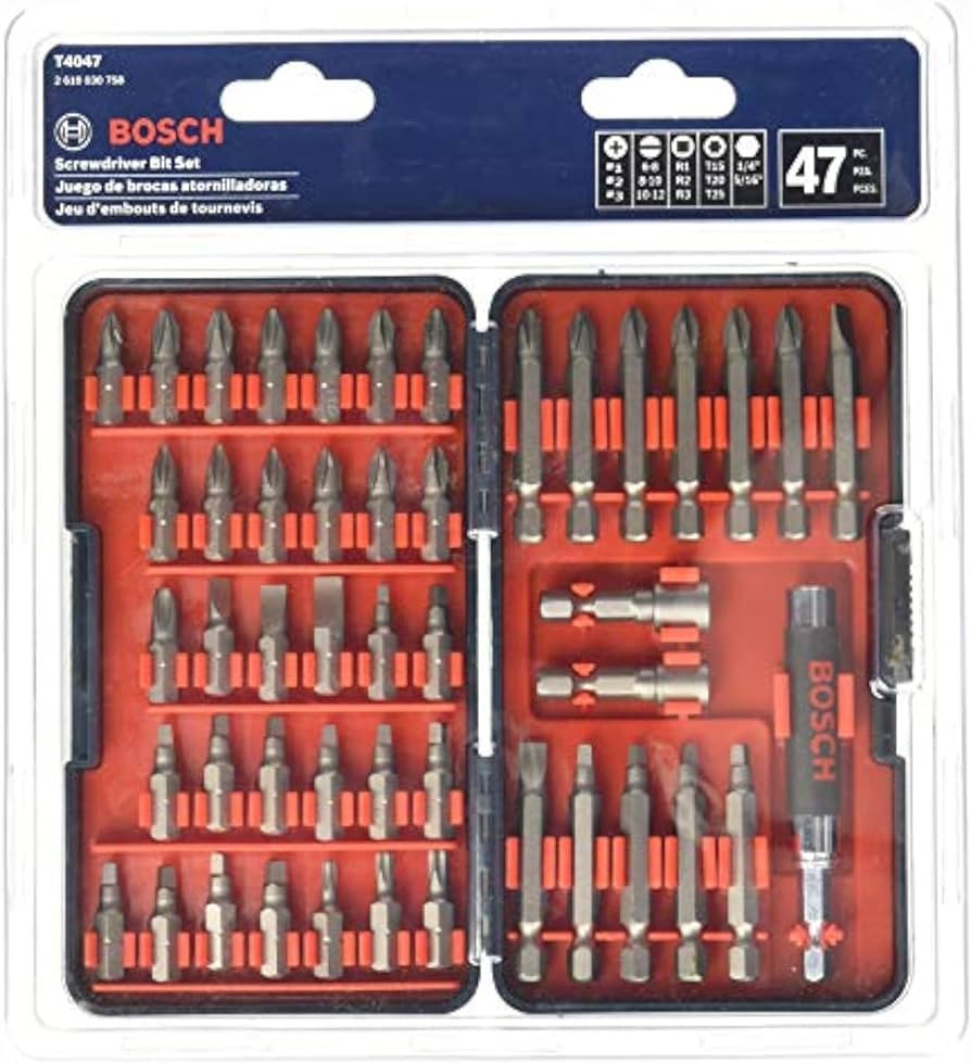 BOSCH T4047L 47-Piece High-Carbon Steel Hex Shank Screwdriver Bit Assorted Set | Amazon (US)